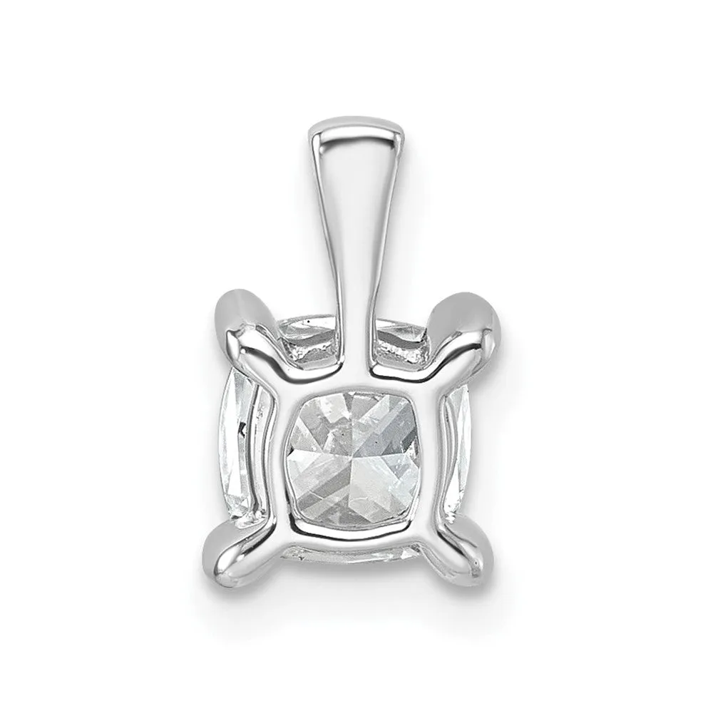 14k White Gold 1 Ct Cushion Cut Lab Grown Diamond Pendant