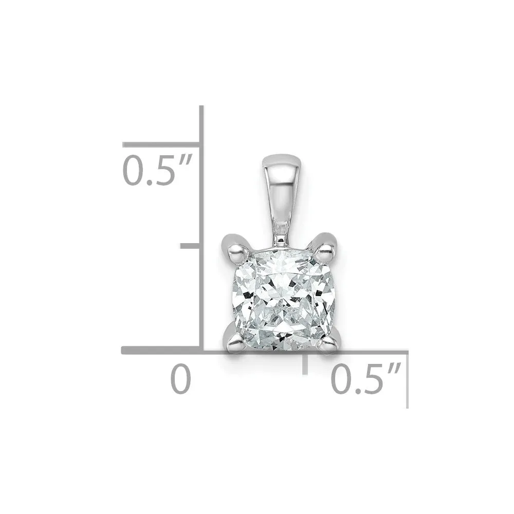 14k White Gold 1 Ct Cushion Cut Lab Grown Diamond Pendant
