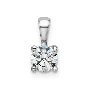 14k White Gold 1/2 Ct Round Lab Grown Diamond Solitaire Pendant