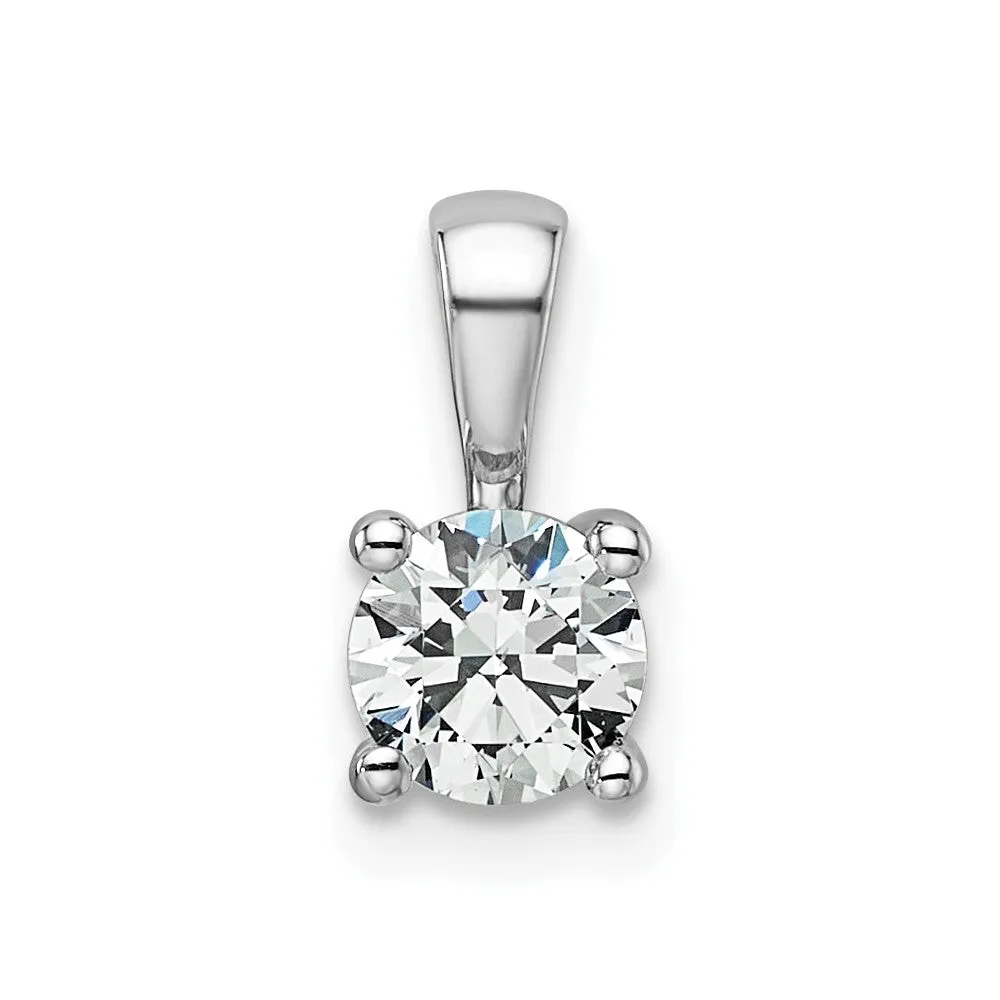 14k White Gold 1/2 Ct Round Lab Grown Diamond Solitaire Pendant