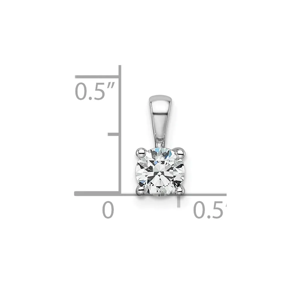 14k White Gold 1/2 Ct Round Lab Grown Diamond Solitaire Pendant