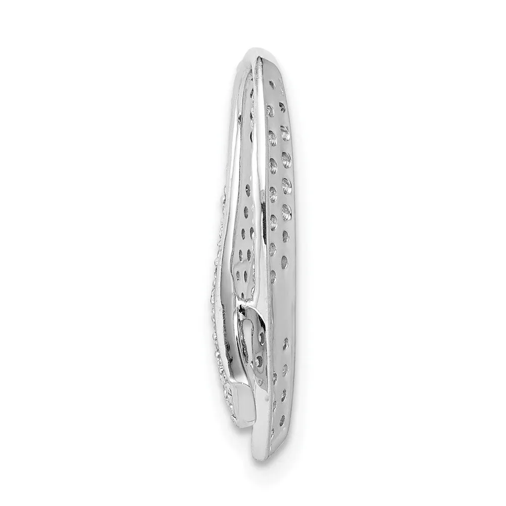 14k White Gold 1/3 Ct Lab Grown Diamond Awareness Ribbon Chain Slide Pendant