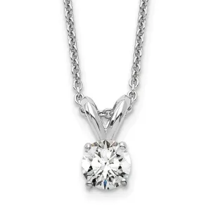 14k White Gold 1/4 Ct Certified Lab Grown Diamond Solitaire Pendant Necklace 18"