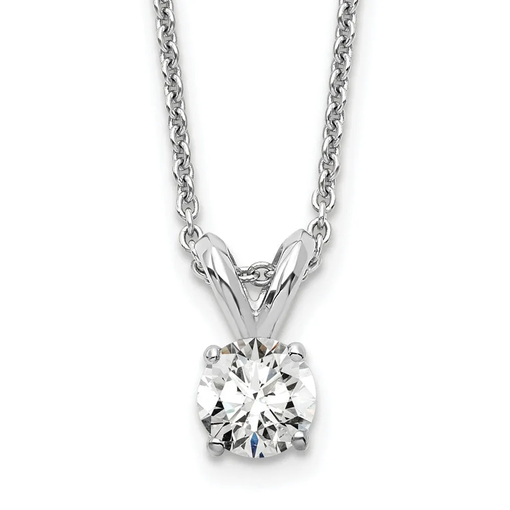 14k White Gold 1/4 Ct Certified Lab Grown Diamond Solitaire Pendant Necklace 18"