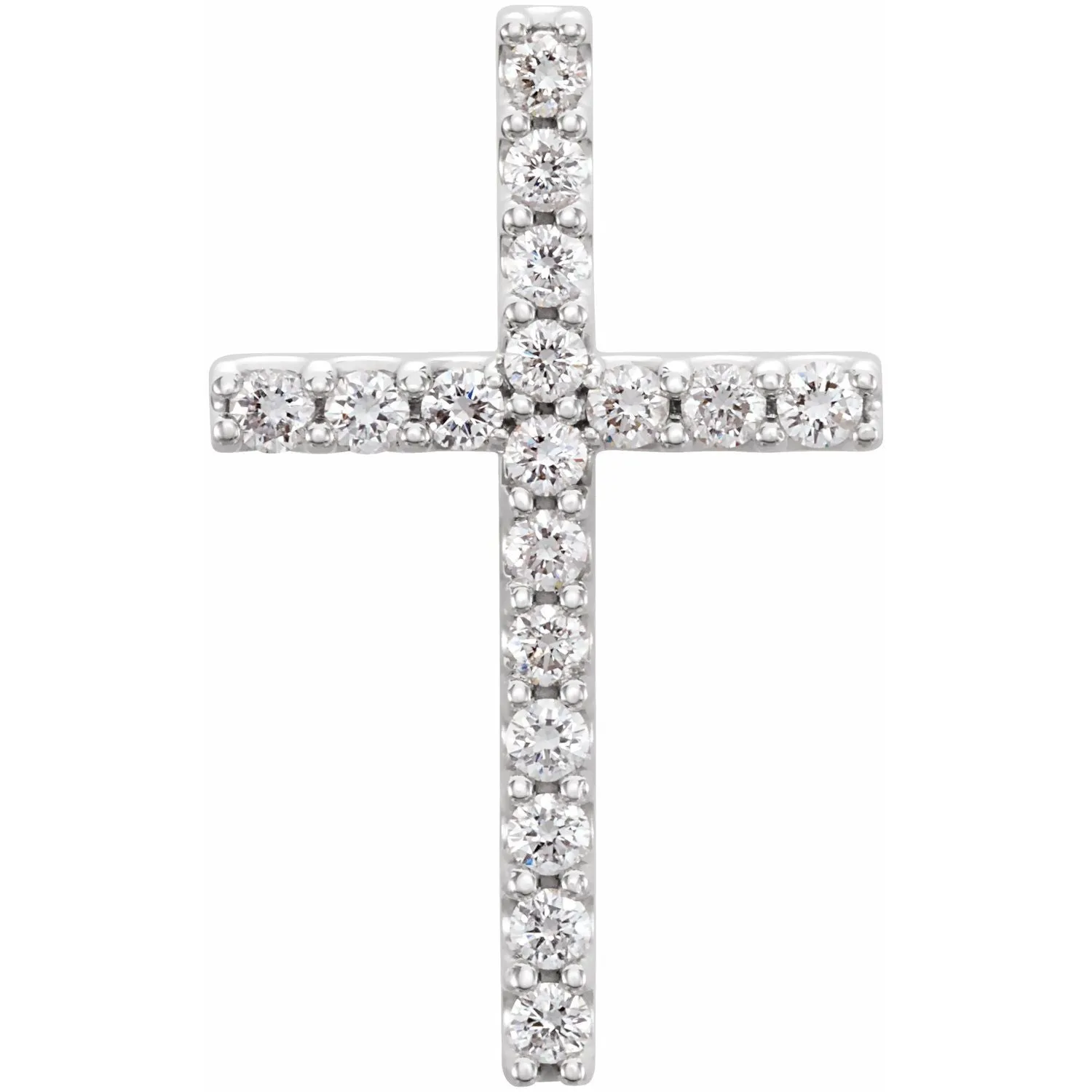 14k White Gold 1/4ct Lab-Grown Diamond Petite Cross Pendant