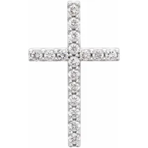 14k White Gold 1/4ct Lab-Grown Diamond Petite Cross Pendant