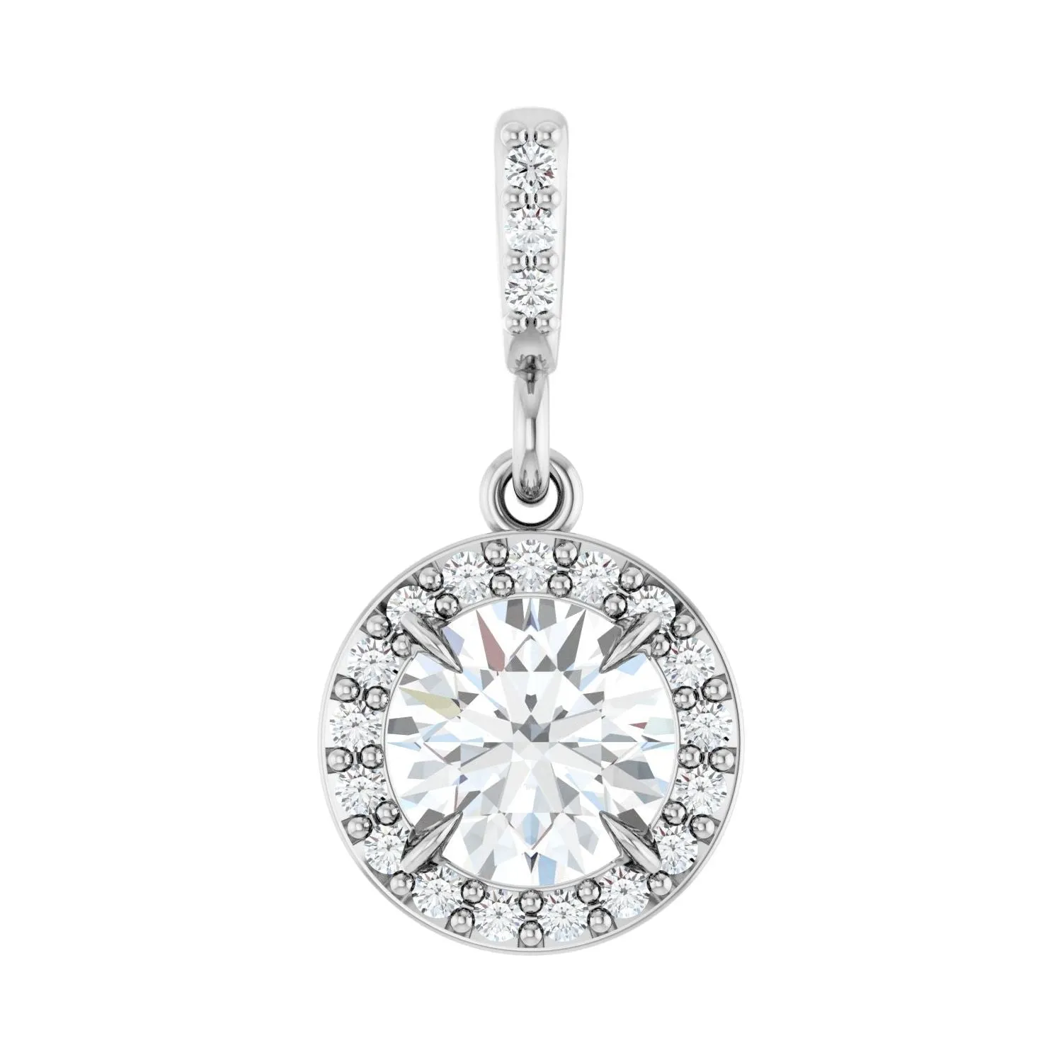 14k White Gold 5/8ct Lab-Grown Diamond Halo-Style Pendant