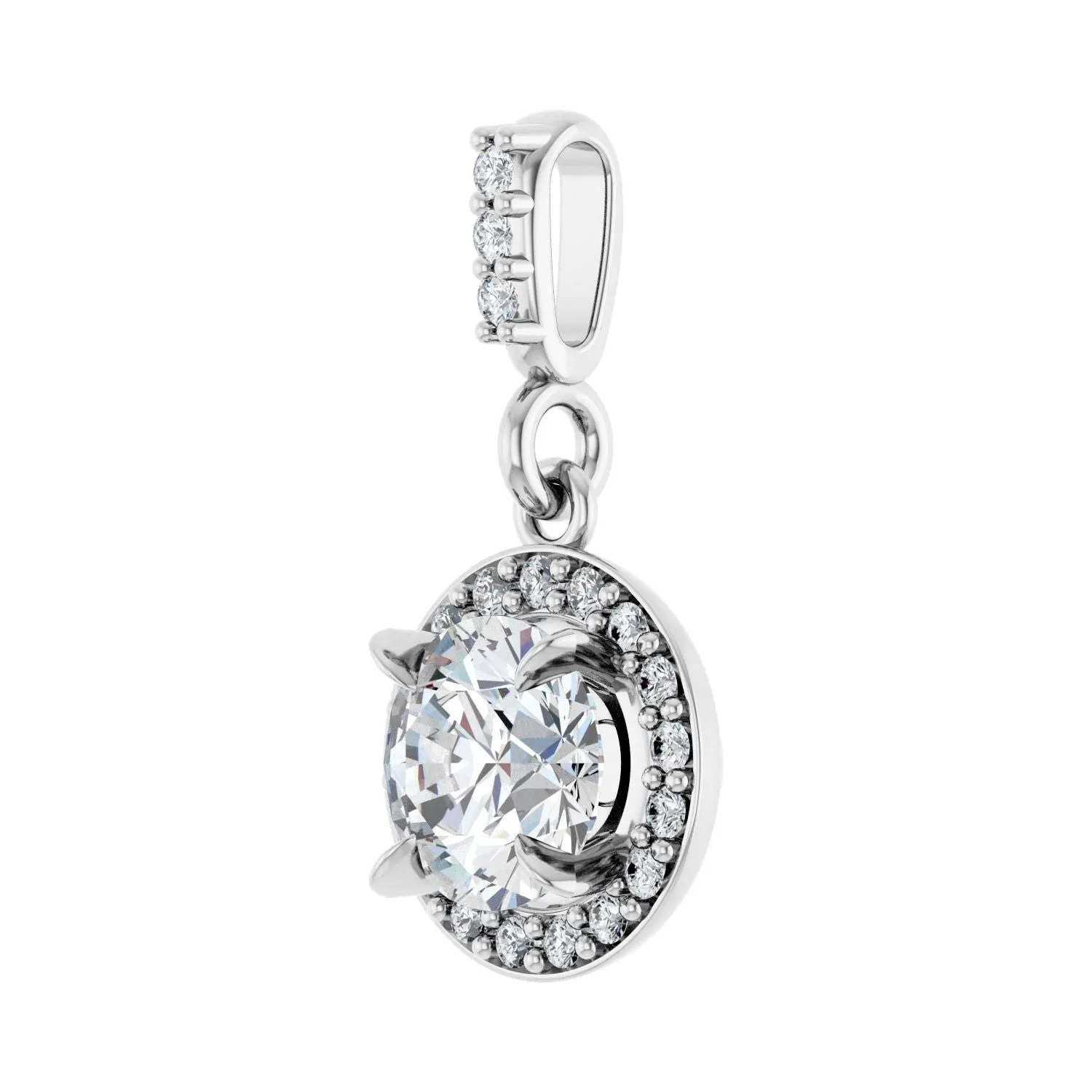 14k White Gold 5/8ct Lab-Grown Diamond Halo-Style Pendant