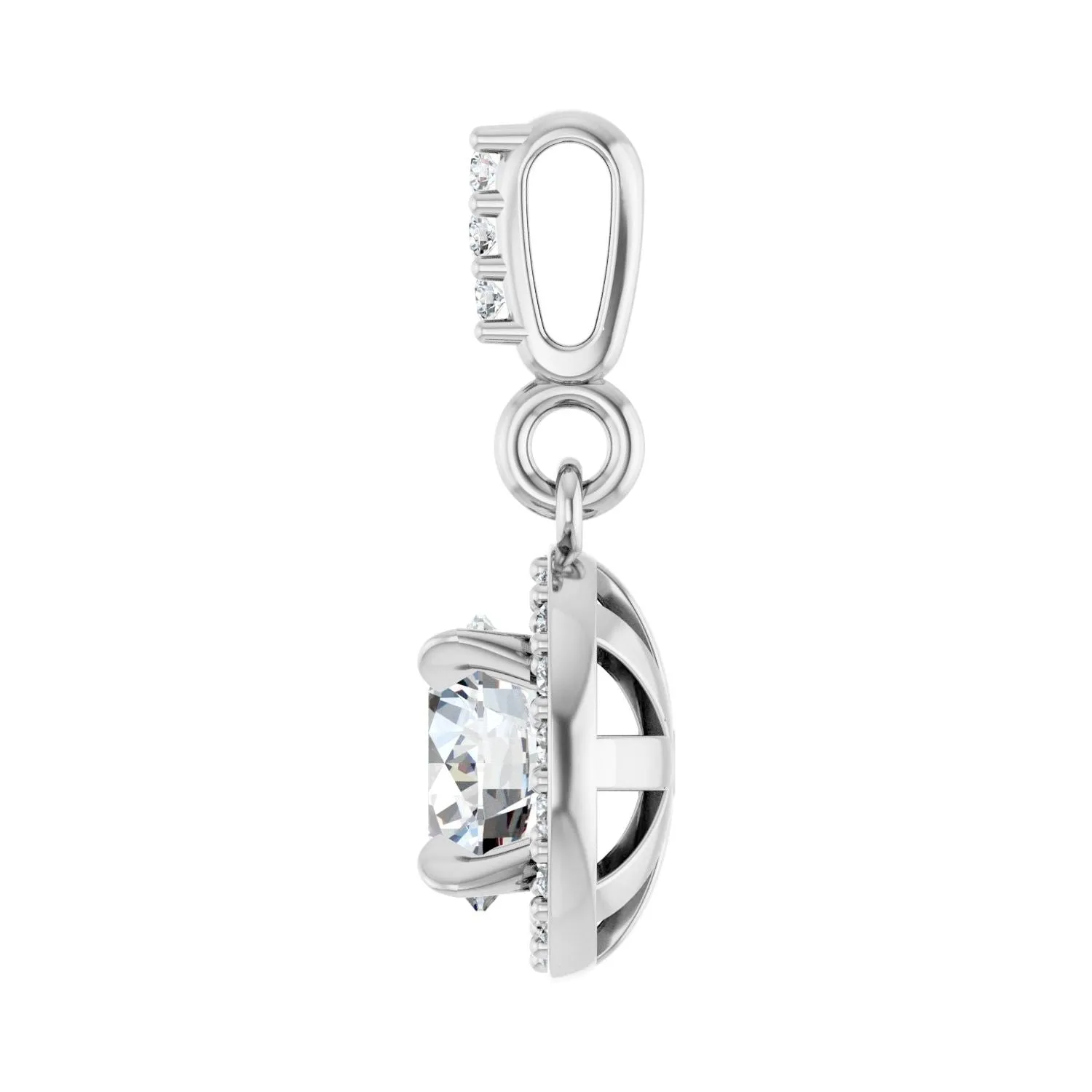 14k White Gold 5/8ct Lab-Grown Diamond Halo-Style Pendant