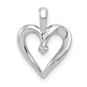 14k White Gold l1 Clarity G-I Color .01ct. Diamond Heart Design Pendant