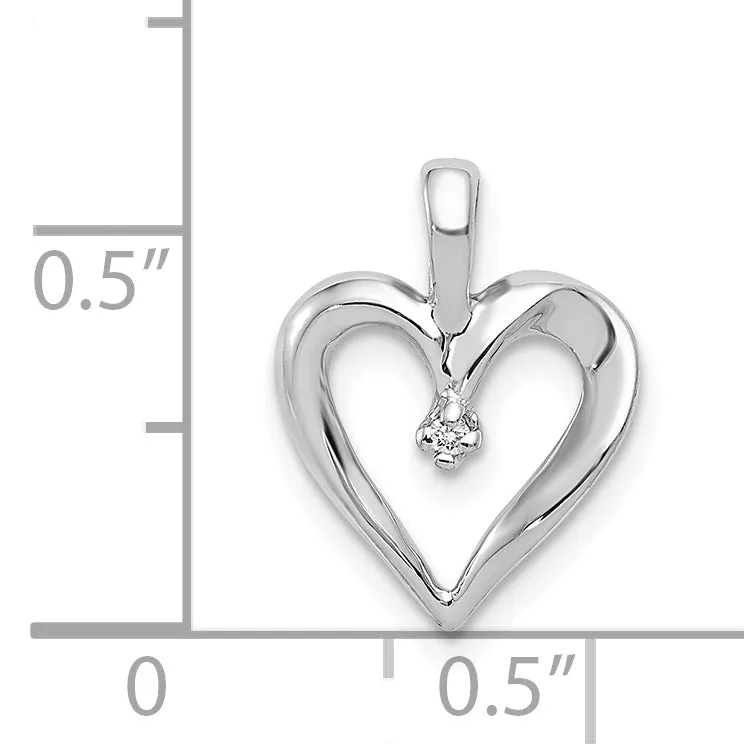 14k White Gold l1 Clarity G-I Color .01ct. Diamond Heart Design Pendant