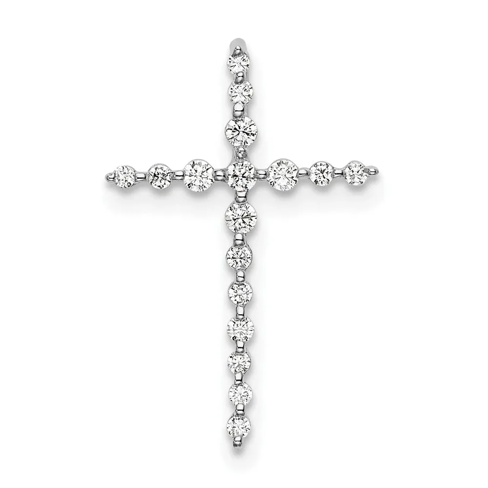 14K White Gold Lab Grown Diamond Cross Chain Slide Pendant (0.16ct, VS, G-H)