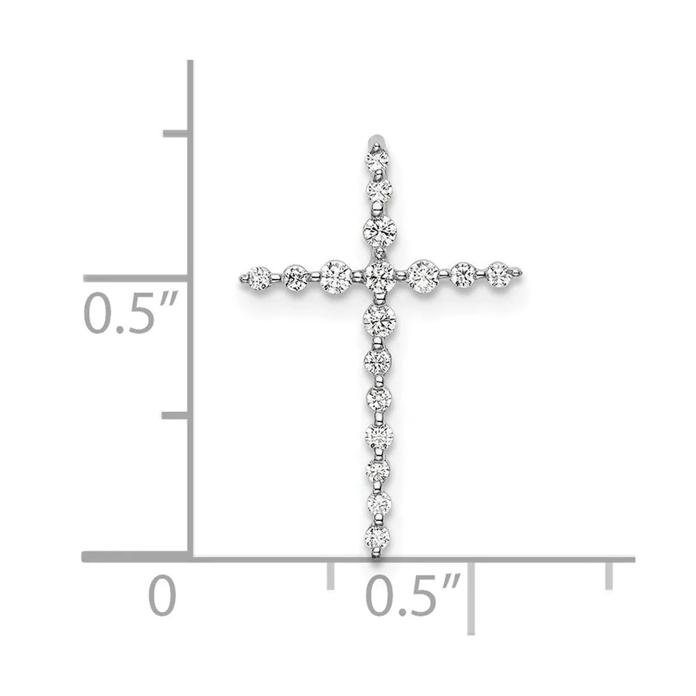 14K White Gold Lab Grown Diamond Cross Chain Slide Pendant (0.16ct, VS, G-H)