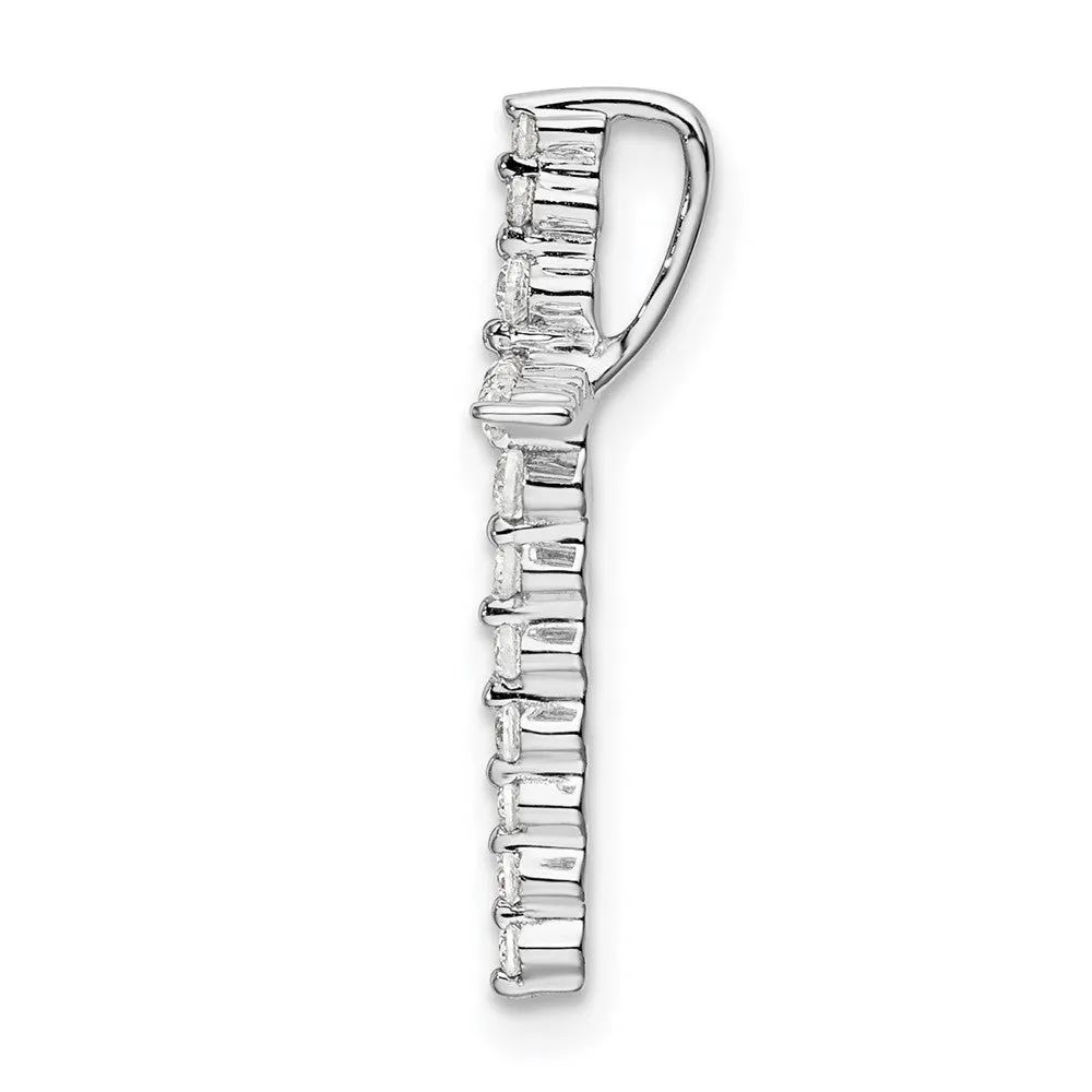 14K White Gold Lab Grown Diamond Cross Chain Slide Pendant (0.16ct, VS, G-H)