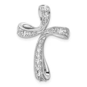 14K White Gold Lab Grown Diamond Cross Chain Slide Pendant (0.58ct, VS, G-H)