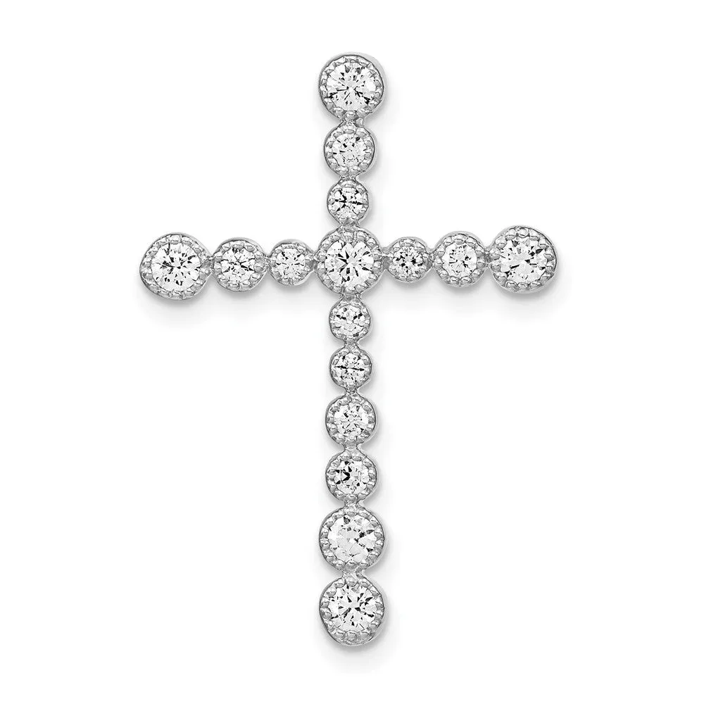 14K White Gold Lab Grown Diamond Cross Chain Slide Pendant (0.5ct, VS, G-H)