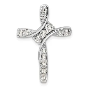 14K White Gold Lab Grown Diamond Cross Chain Slide Pendant (0.9ct, VS, G-H)