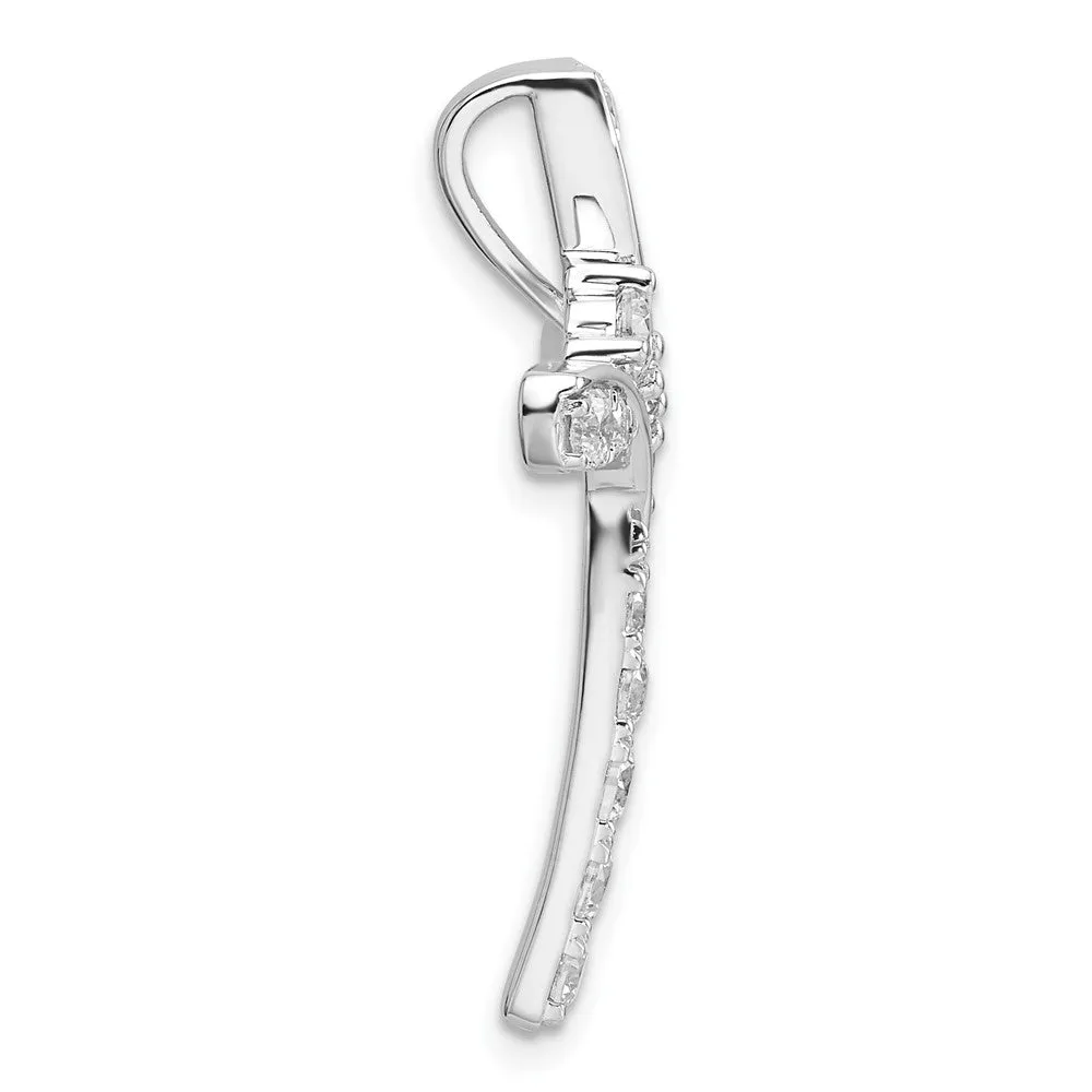 14K White Gold Lab Grown Diamond Cross Chain Slide Pendant (0.9ct, VS, G-H)