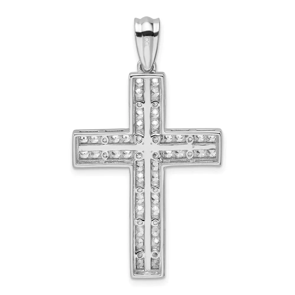 14K White Gold Lab Grown Diamond Double Cross Pendant (1ct, VS, G-H)