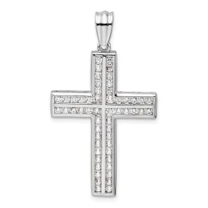 14K White Gold Lab Grown Diamond Double Cross Pendant (1ct, VS, G-H)