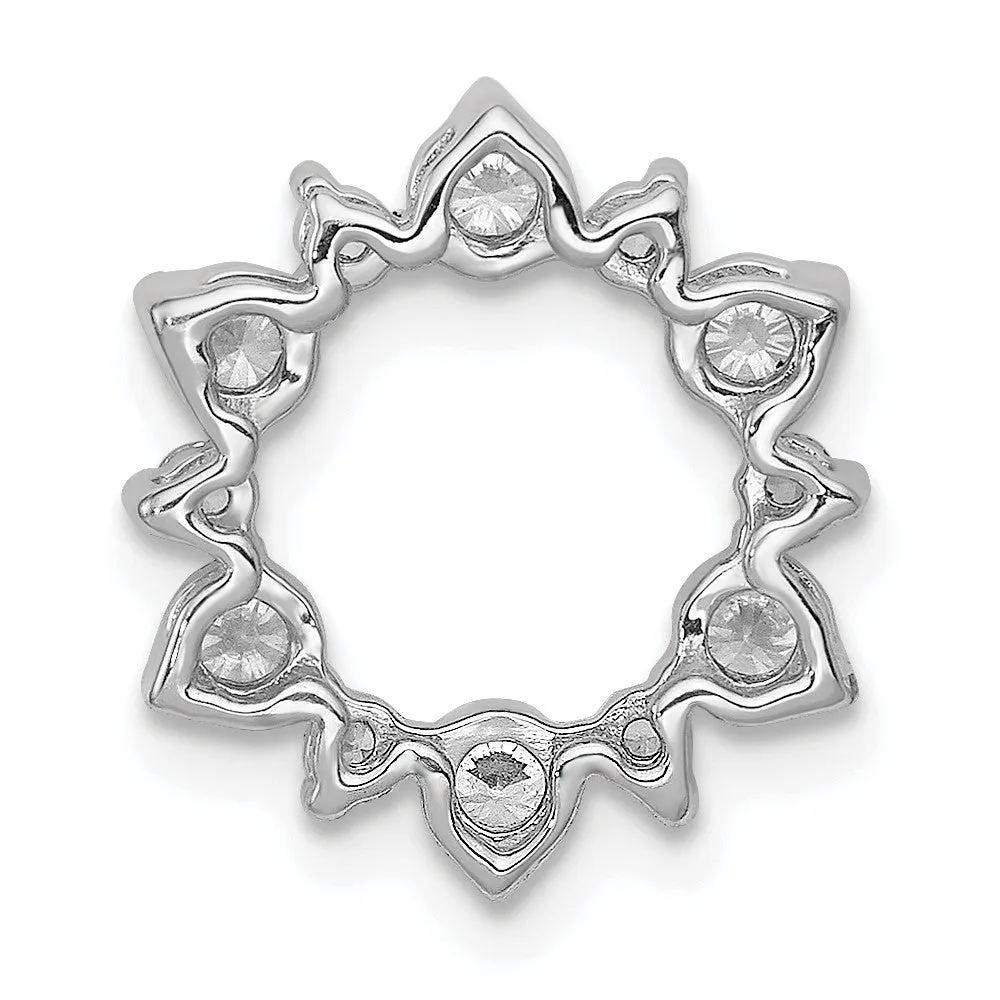 14K White Gold Lab Grown Diamond Fancy Circle Chain Slide Pendant (0.61ct, VS, G-H)