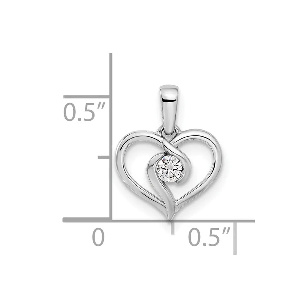 14K White Gold Lab Grown Diamond Heart Pendant (0.1ct, VS, G-H)