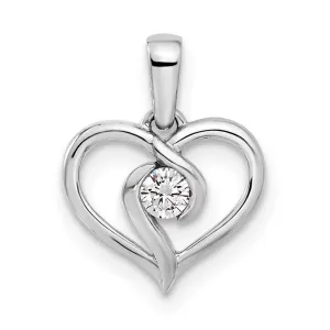 14K White Gold Lab Grown Diamond Heart Pendant (0.1ct, VS, G-H)