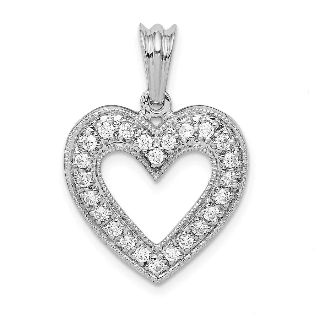 14K White Gold Lab Grown Diamond Heart Pendant (0.35ct, VS, G-H)