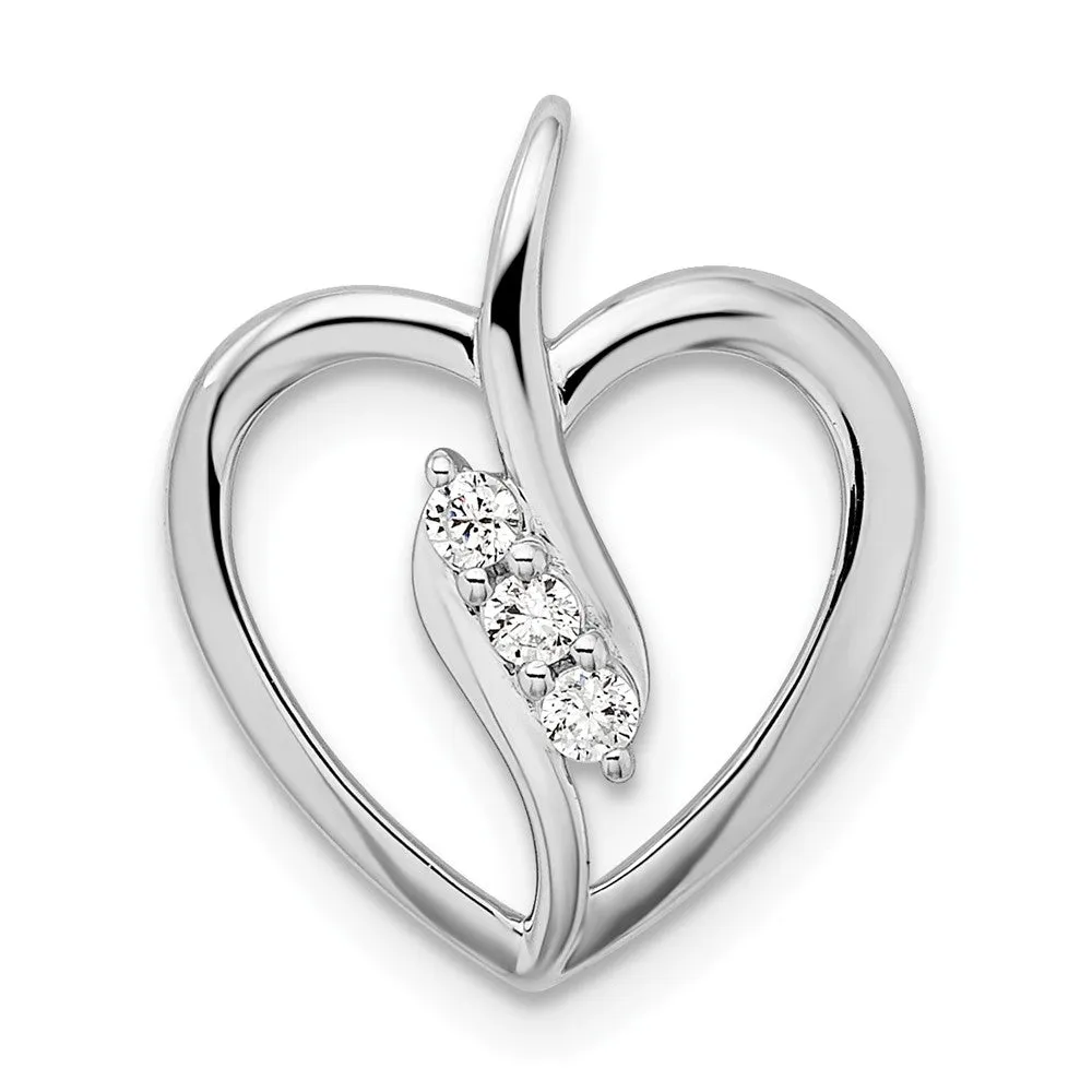14K White Gold Lab Grown Diamond Open Heart Pendant (0.09ct, VS, G-H)