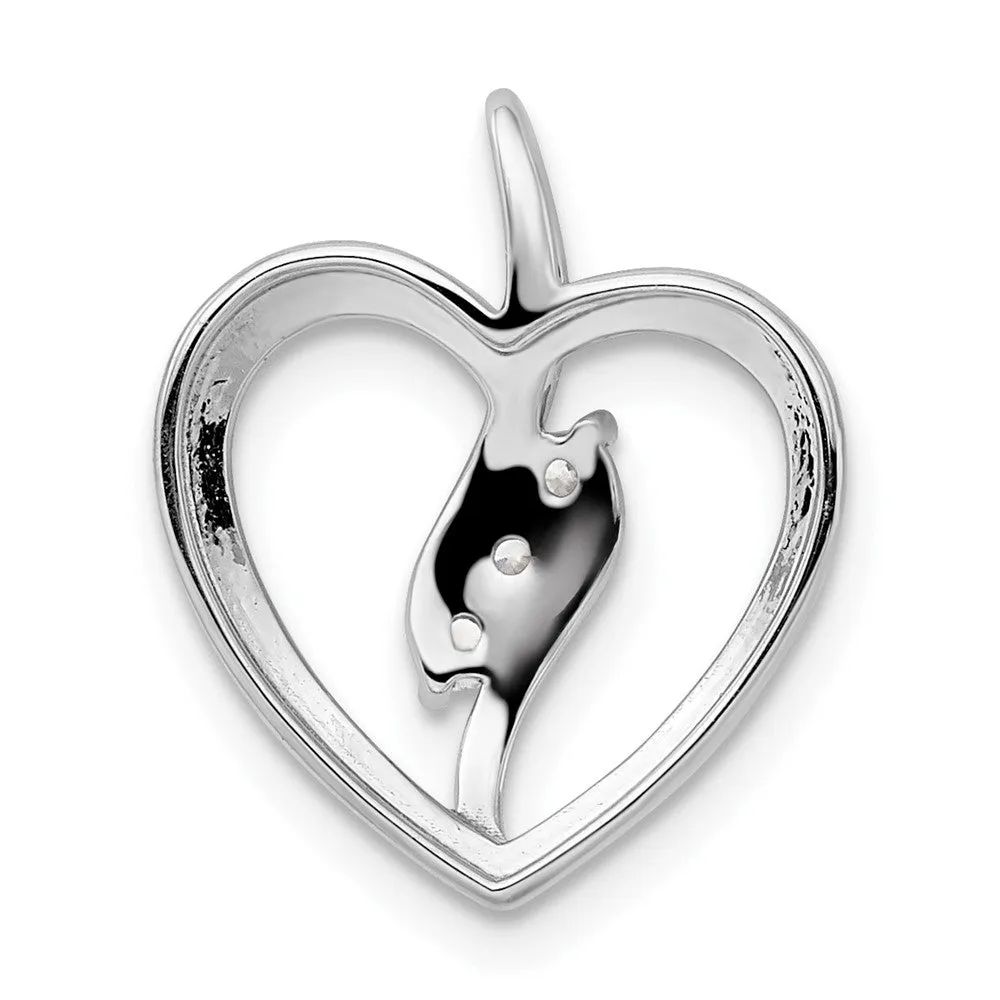 14K White Gold Lab Grown Diamond Open Heart Pendant (0.09ct, VS, G-H)