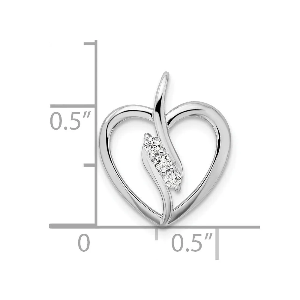 14K White Gold Lab Grown Diamond Open Heart Pendant (0.09ct, VS, G-H)