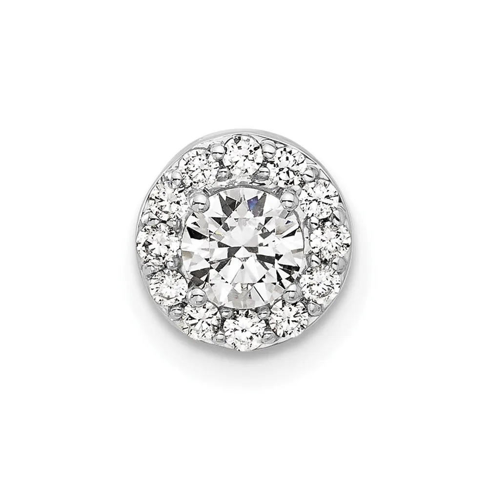 14K White Gold Lab Grown Diamond Round Halo Chain Slide Pendant (0.51ct, VS, G-H)