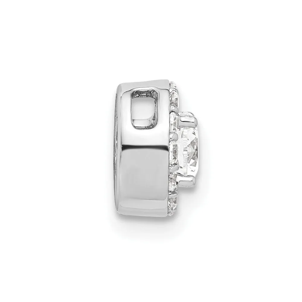 14K White Gold Lab Grown Diamond Round Halo Chain Slide Pendant (0.51ct, VS, G-H)