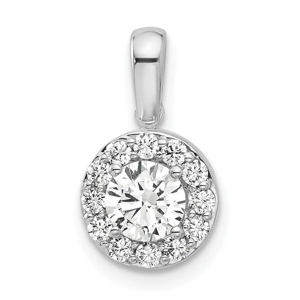 14K White Gold Lab Grown Diamond Round Halo Pendant (0.71ct, VS, G-H)