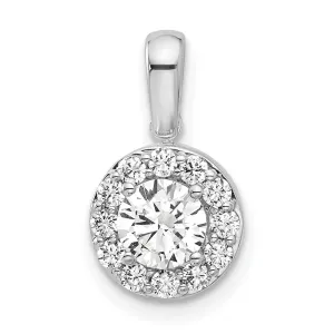14K White Gold Lab Grown Diamond Round Halo Pendant (0.71ct, VS, G-H)