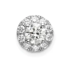 14K White Gold Lab Grown Diamond Round Halo Pendant (0.75ct, VS, G-H)