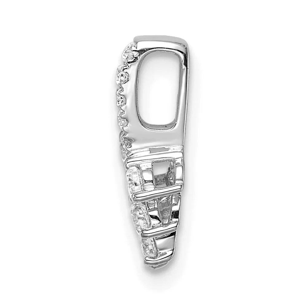 14K White Gold Lab Grown Diamond Small Leaf Chain Slide Pendant (0.25ct, VS, G-H)