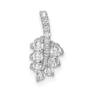 14K White Gold Lab Grown Diamond Small Leaf Chain Slide Pendant (0.25ct, VS, G-H)