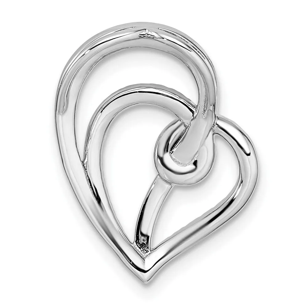 14K White Gold Lab Grown Diamond Swirl Heart Chain Slide Pendant (0.25ct, VS, G-H)