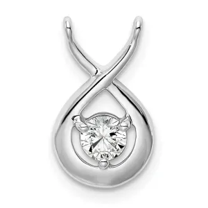 14K White Gold Lab Grown Diamond Teardrop Chain Slide Pendant (0.2ct, VS, G-H)