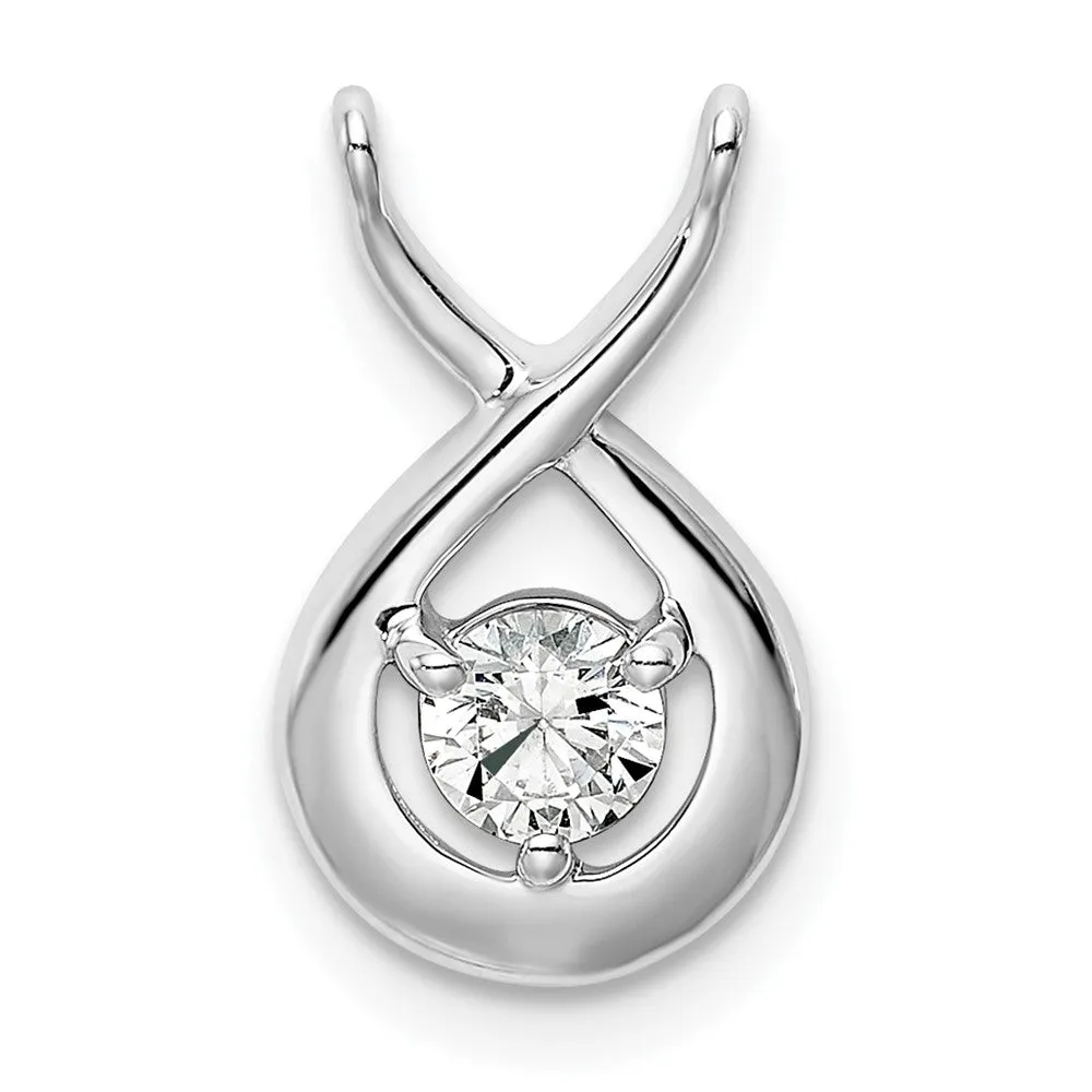 14K White Gold Lab Grown Diamond Teardrop Chain Slide Pendant (0.2ct, VS, G-H)