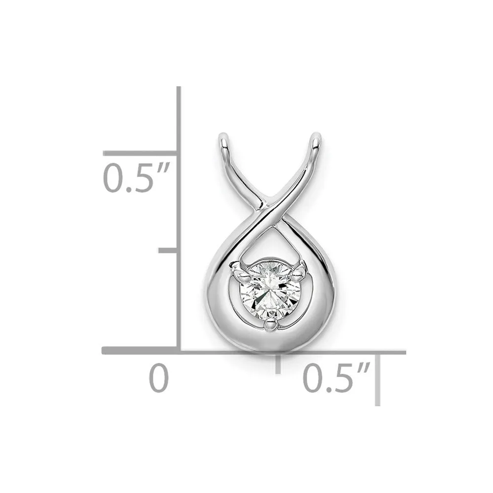 14K White Gold Lab Grown Diamond Teardrop Chain Slide Pendant (0.2ct, VS, G-H)