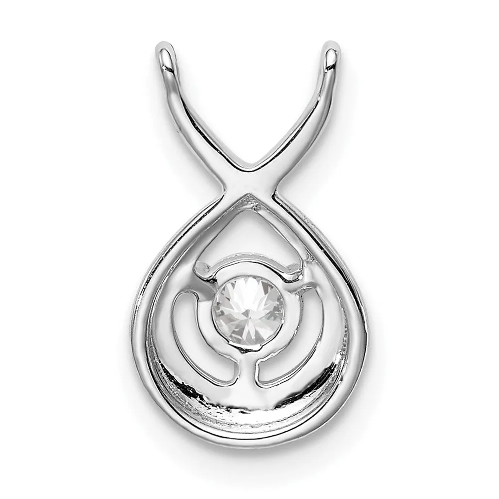 14K White Gold Lab Grown Diamond Teardrop Chain Slide Pendant (0.2ct, VS, G-H)