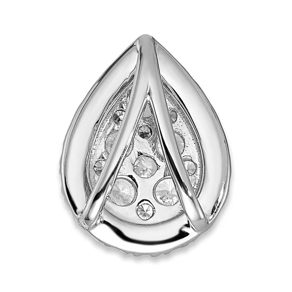 14K White Gold Lab Grown Diamond Teardrop Chain Slide Pendant (0.7ct, VS, G-H)