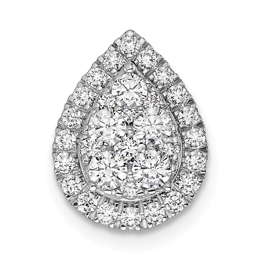 14K White Gold Lab Grown Diamond Teardrop Chain Slide Pendant (0.7ct, VS, G-H)