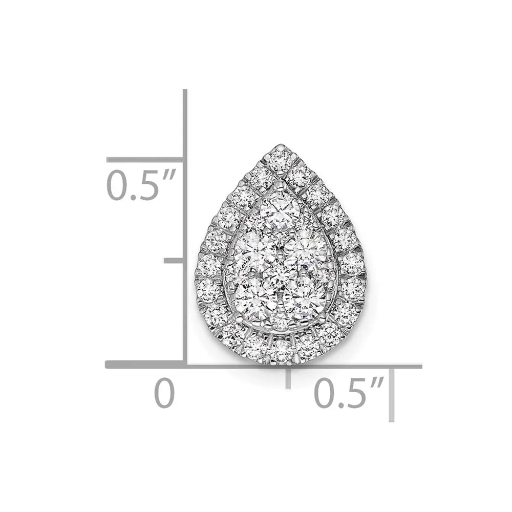 14K White Gold Lab Grown Diamond Teardrop Chain Slide Pendant (0.7ct, VS, G-H)