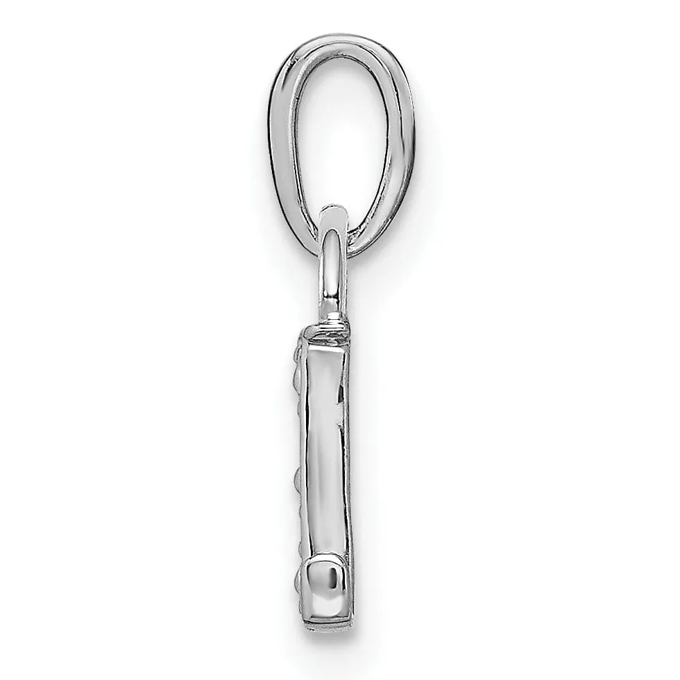 14K White Gold Small 0.01CT Diamond Letter L Initial Block Pendant