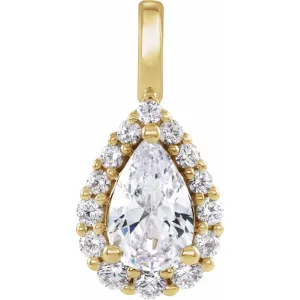 14k Yellow Gold 1 1/2ct Lab-Grown Diamond Halo-Style Pendant