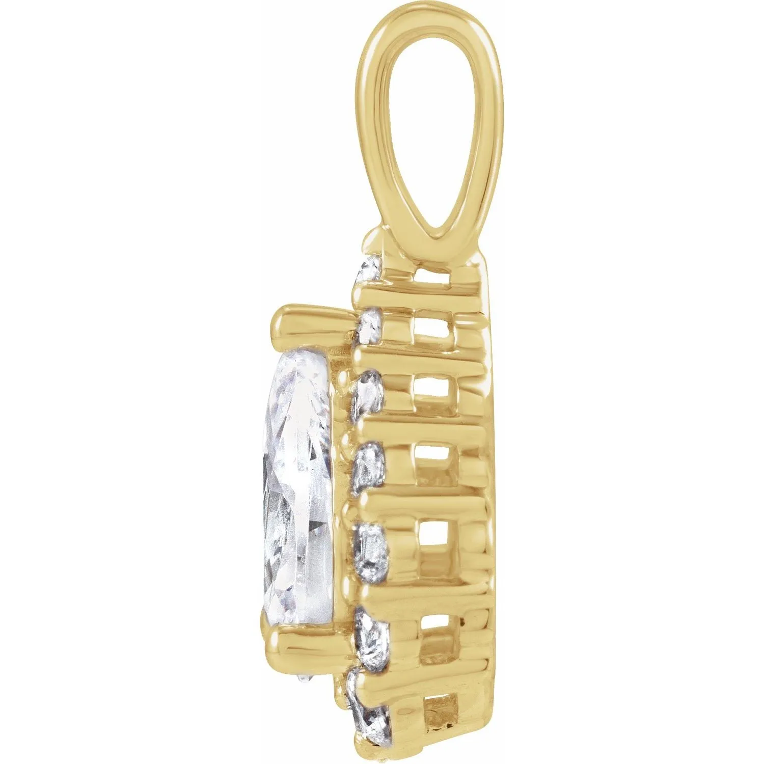 14k Yellow Gold 1 1/2ct Lab-Grown Diamond Halo-Style Pendant