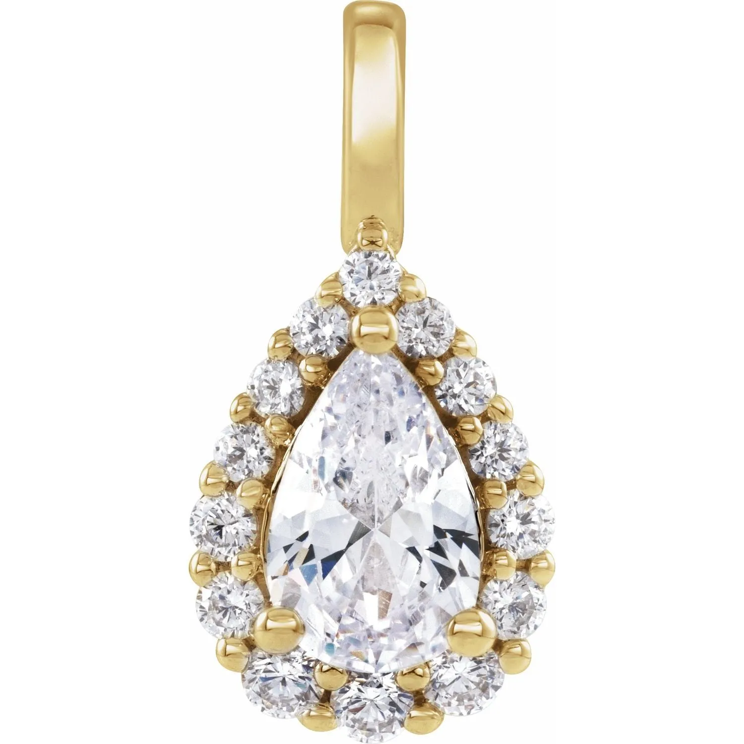 14k Yellow Gold 1 1/2ct Lab-Grown Diamond Halo-Style Pendant